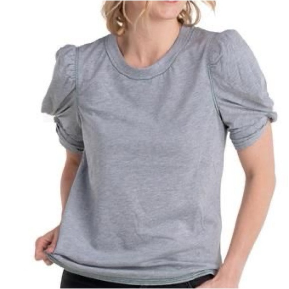 Heather grey puff sleeve tee